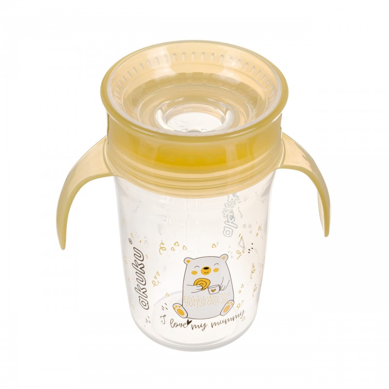 Κύπελλο Akuku 360° με καπάκι και λαβές 240ml Yellow