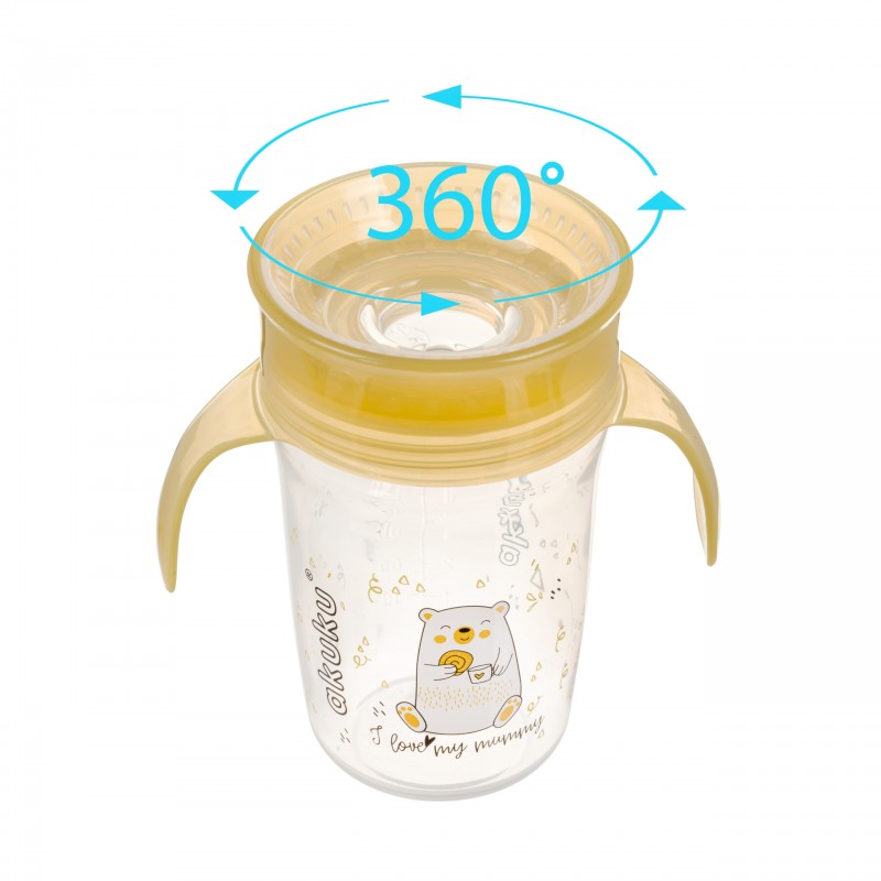 Κύπελλο Akuku 360° με καπάκι και λαβές 240ml Yellow