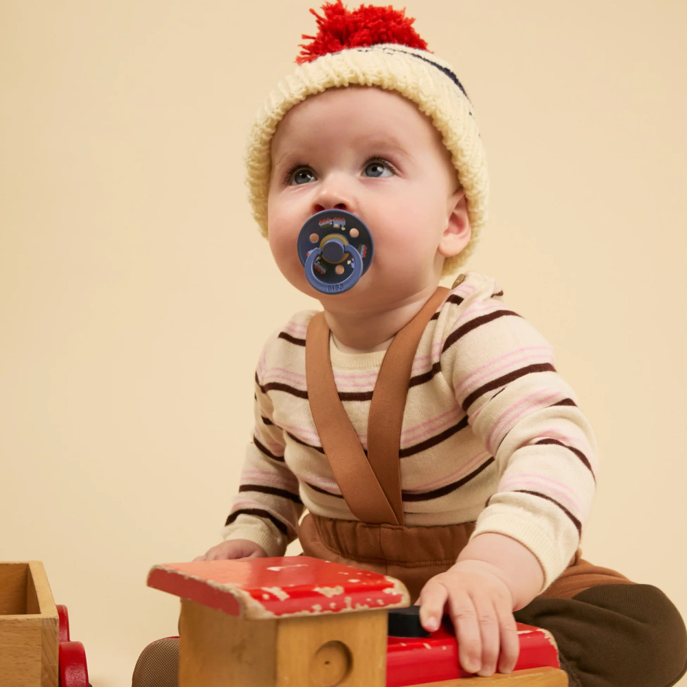 Πιπίλες BIBS Colour Latex Holiday Train Baby Blue/Steel Blue No.1 (2τεμ.)