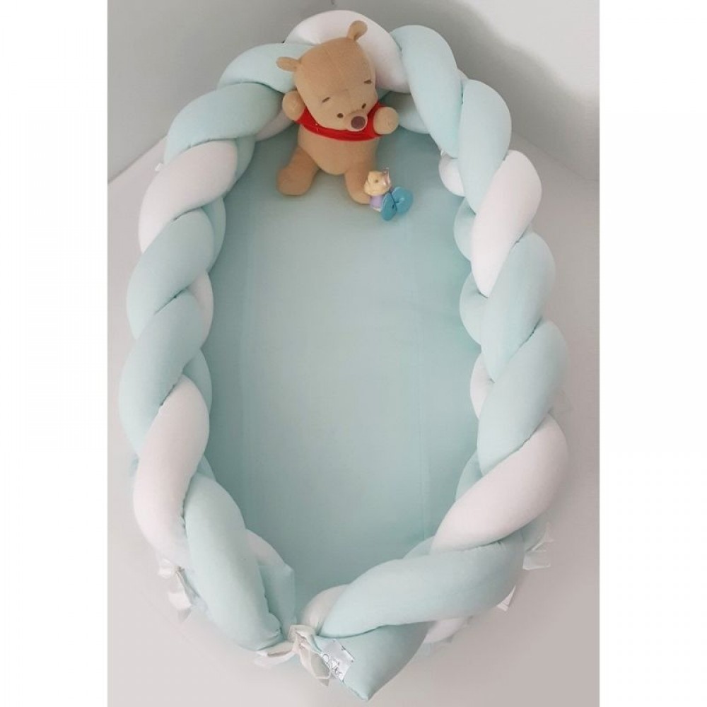 Βρεφική Φωλιά Baby Oliver με αποσπώμενη Πλεξούδα Λευκή Μέντα