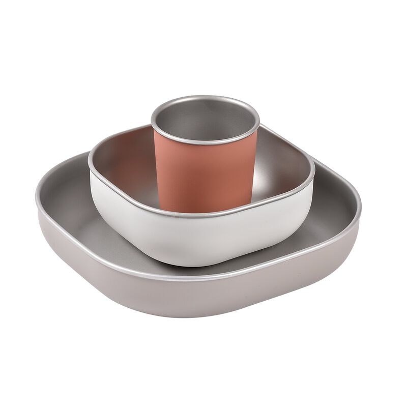 Σετ Φαγητού Ανοξείδωτο Beaba Terracotta (3τεμ.)