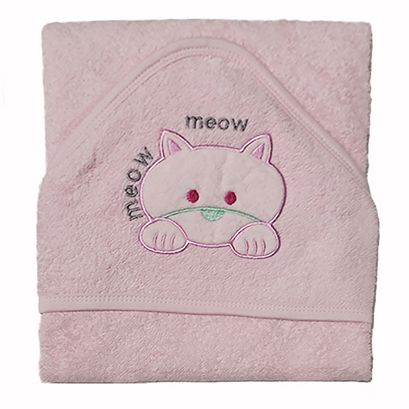 Βρεφική Πετσέτα Μπάνιου με κουκούλα Beaux Bebes Pink Cat