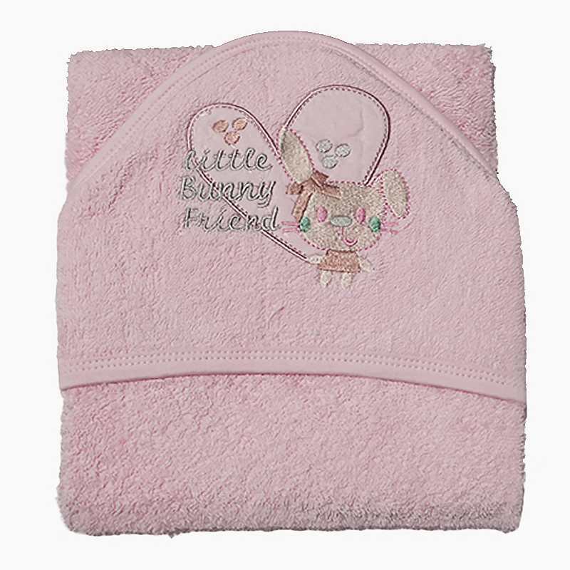 Βρεφική Πετσέτα Μπάνιου με κουκούλα Beaux Bebes Pink Heart