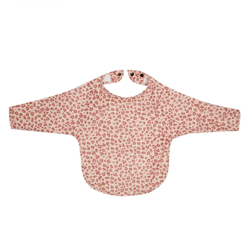 Αδιάβροχη Σαλιάρα με μανίκια Bebejou Leopard Pink