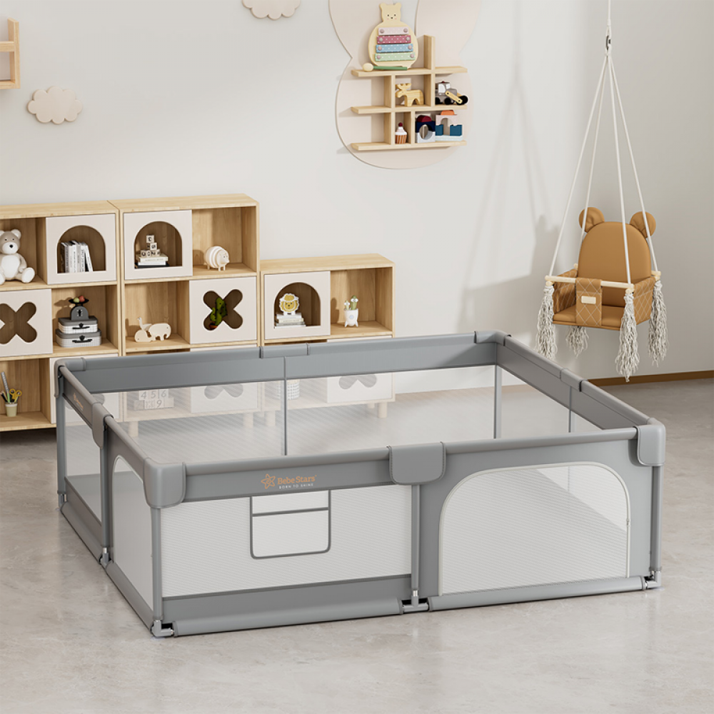 Παρκοκρέβατο Ορθογώνιο Bebe Stars Playzen Grey (180x200cm) Παρκοκρέβατο Ορθογώνιο Bebe Stars Playzen Grey (180x200cm)