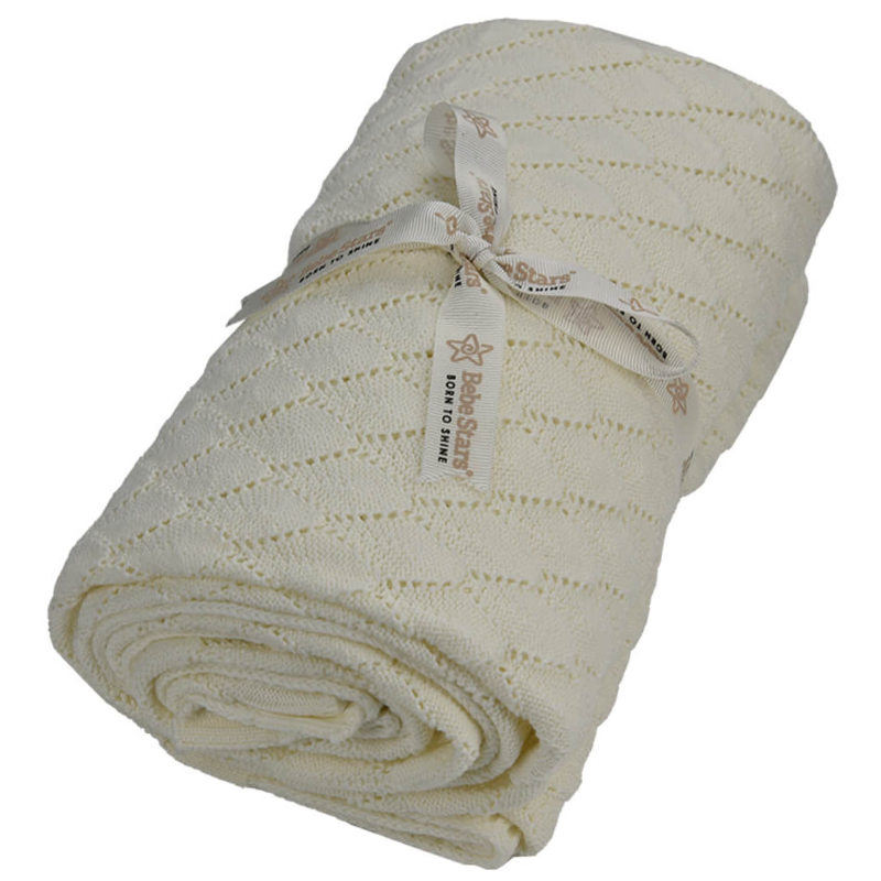 Κουβέρτα Κρεβατιού Πλεκτή Bebe Stars Ivory