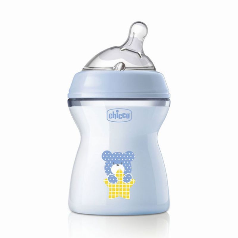 Μπιμπερό πλαστικό, θηλή σιλικόνης Chicco Natural Feeling 250ml Blue Bear