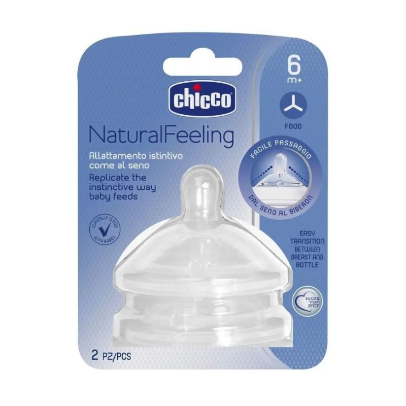 Θηλή σιλικόνης Chicco Natural Feeling Γρήγορη Ροή Y-CUT 6m+ (2τεμ.)