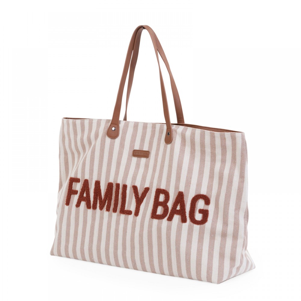 Τσάντα Childhome Family Bag Stripes Nude/Terracotta