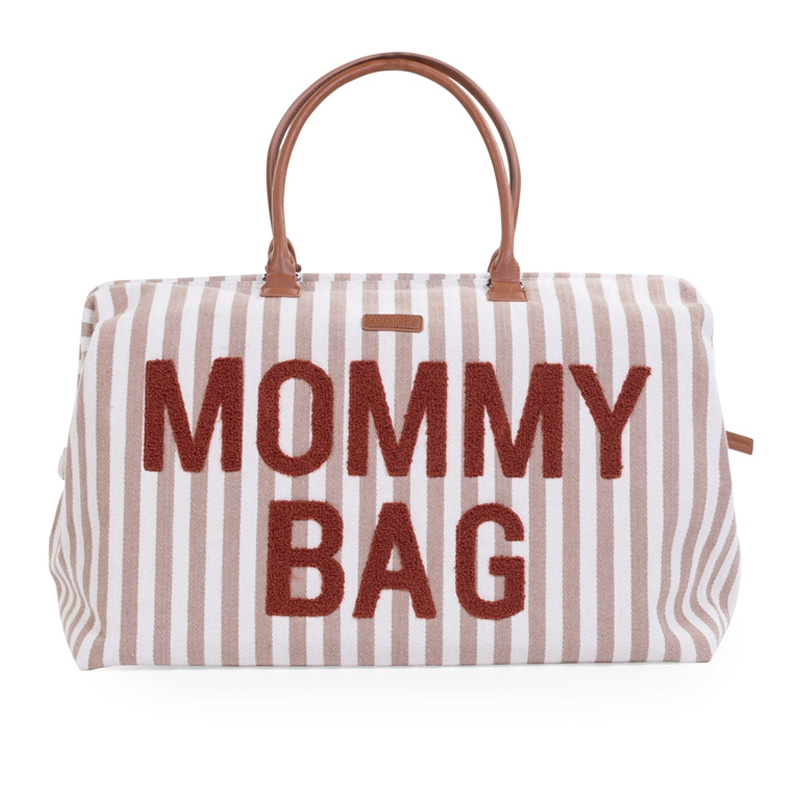 Τσάντα Childhome Mommy Bag Stripes Nude / Terracotta