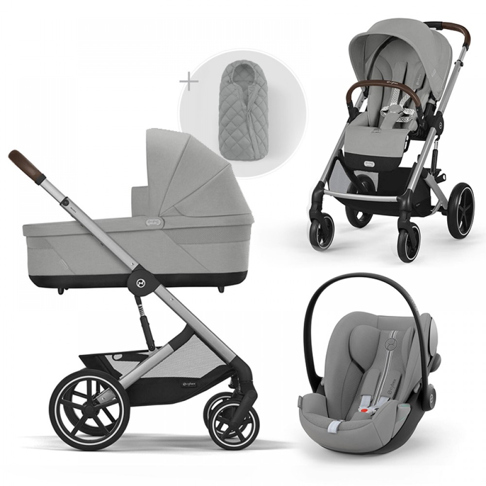Πολυκαρότσι Cybex Balios S Lux Travel Set Stone Grey (Silver Frame)