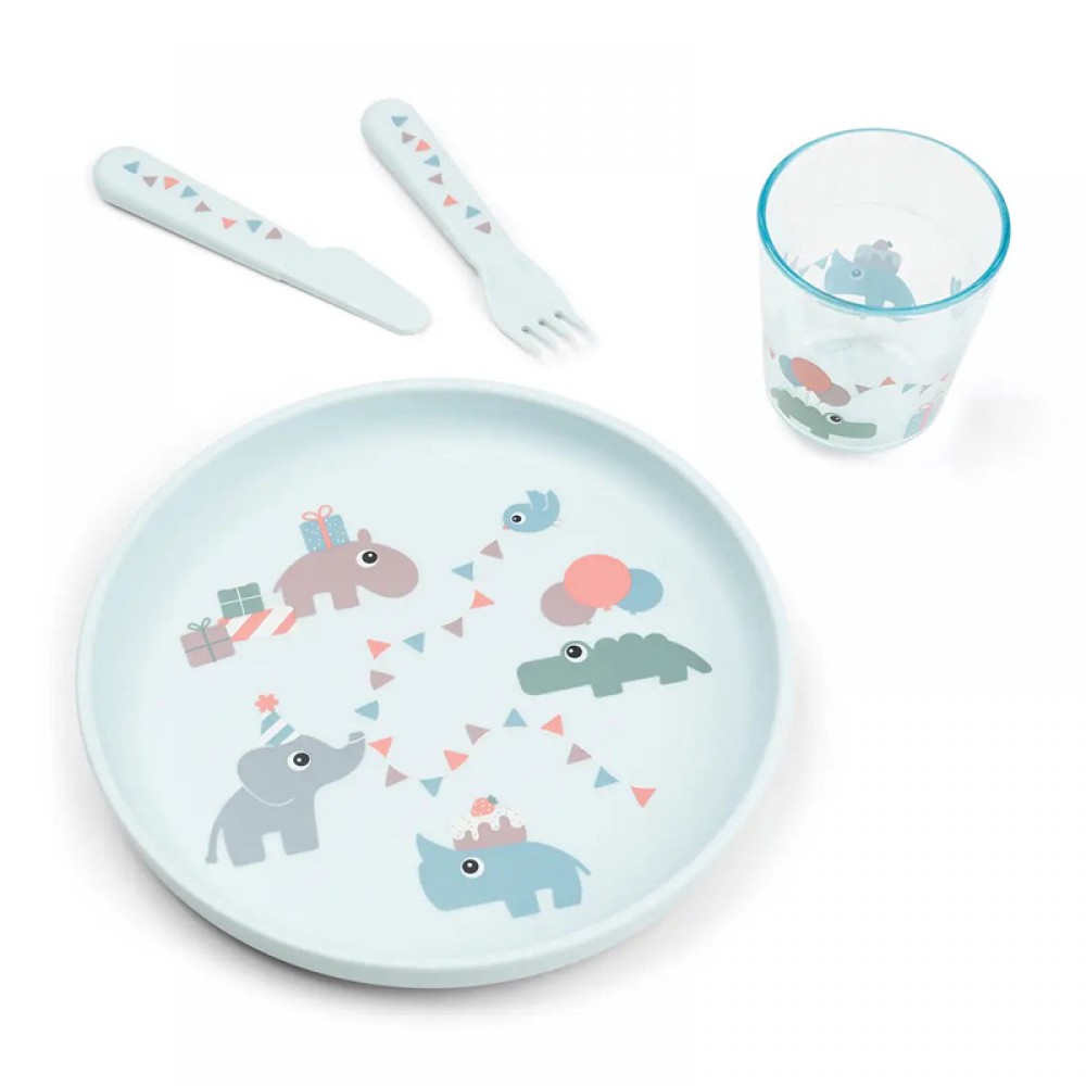 Σετ Φαγητού Σιλικ΄όνης Done by Deer Elebration Blue (3τεμ.)