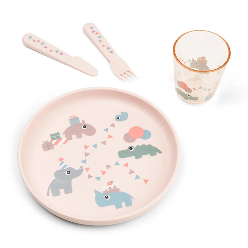Σετ Φαγητού Σιλικόνης Done by Deer Elebration Pink (3τεμ.)