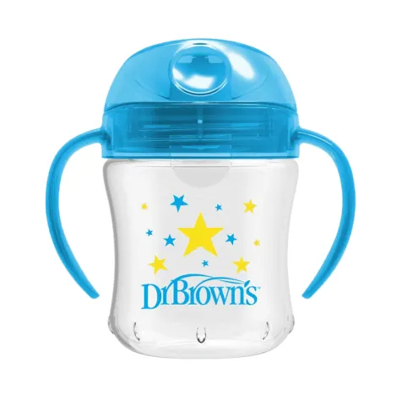 Κύπελλο 180ml Dr. Brown's μαλακό στόμιο με καπάκι και λαβές Μπλε