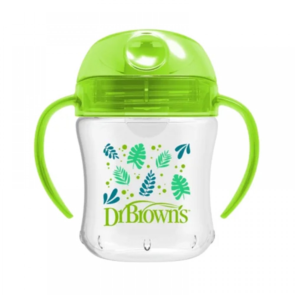 Κύπελλο 180ml Dr. Brown's μαλακό στόμιο με καπάκι και λαβές Πράσινο