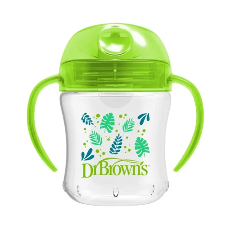 Κύπελλο 180ml Dr. Brown's μαλακό στόμιο με καπάκι και λαβές Πράσινο