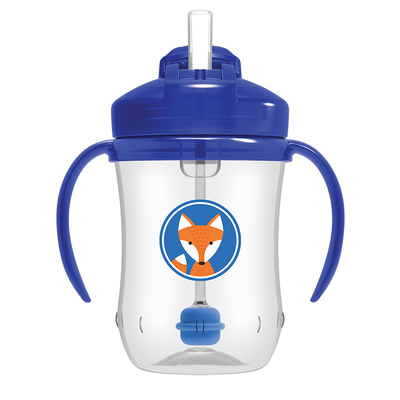 Κύπελλο με εύπλαστο καλαμάκι Dr. Brown's 270ml Blue Fox