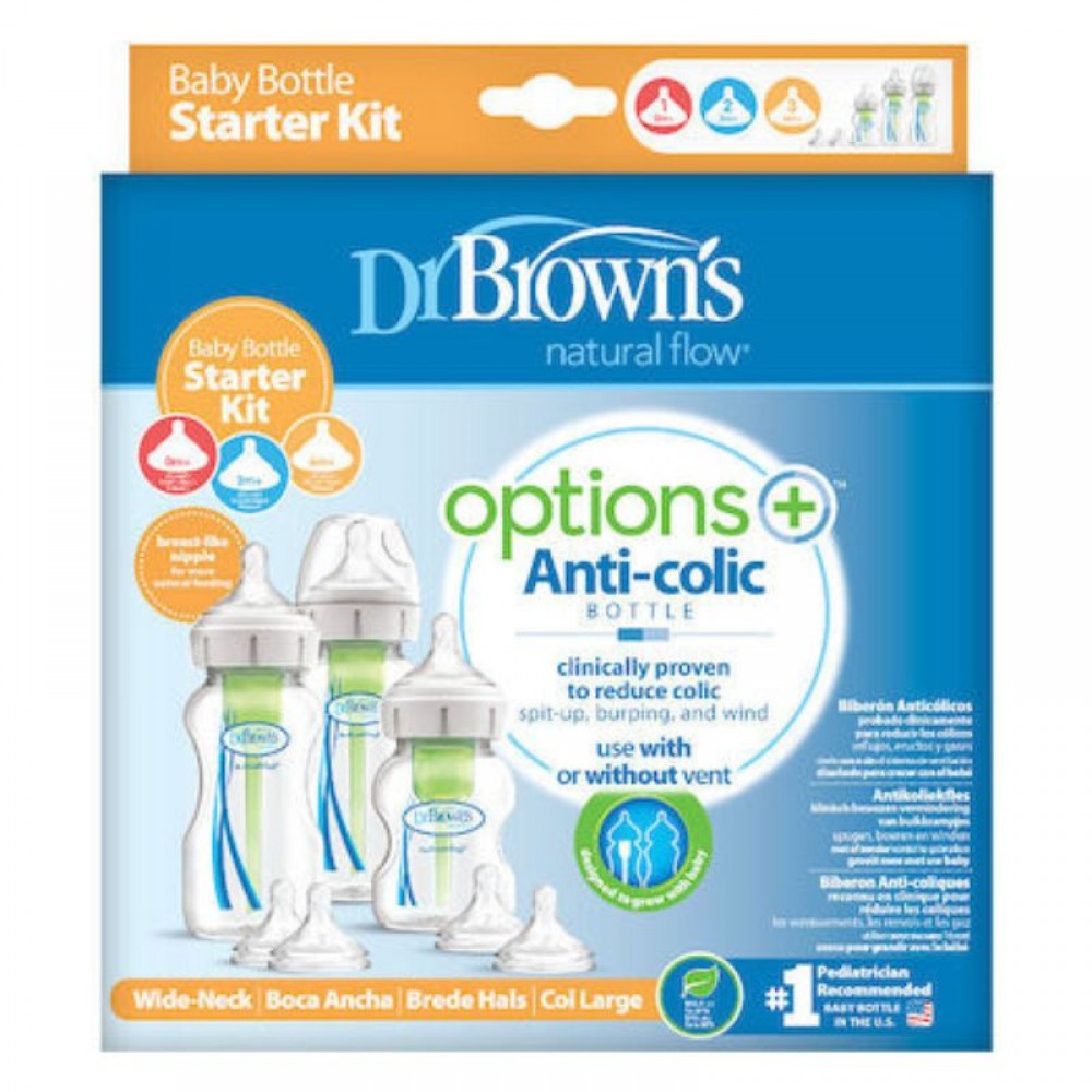 Πλαστικά Μπιμπερό Dr. Brown's Options+ με φαρδύ λαιμό 270ml + 150ml (3 τεμ.)