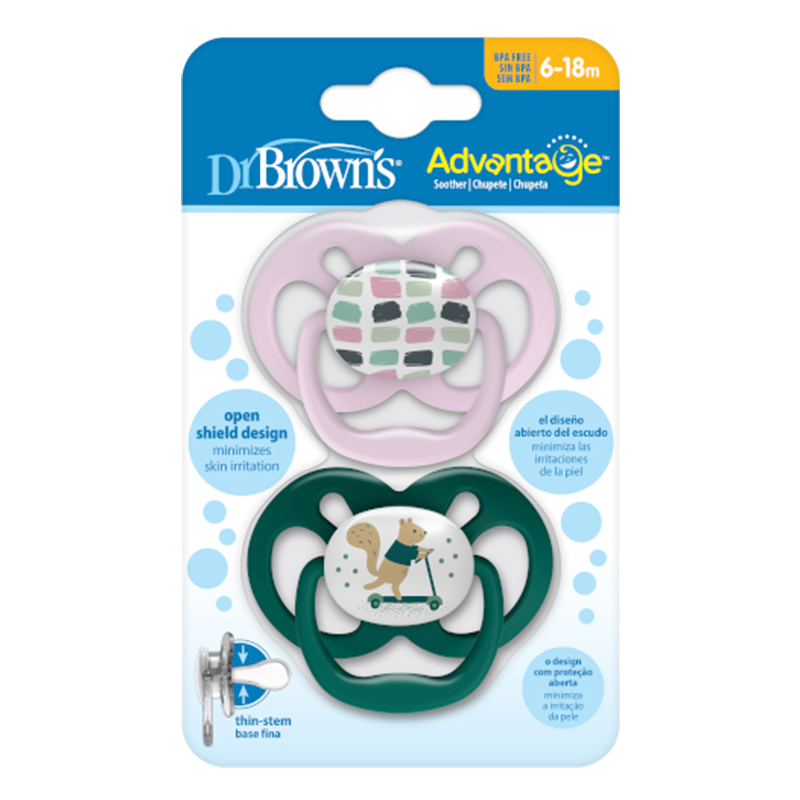 Πιπίλα Σιλικόνης Dr. Brown's Advantage 6-18m Pink-Veraman (2τεμ.)