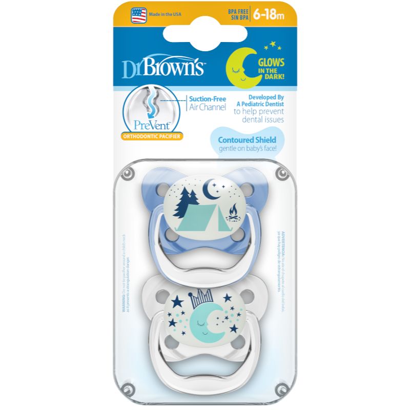 Πιπίλα Νυκτός Dr. Brown’s Πεταλούδα Prevent 6-18m Blue