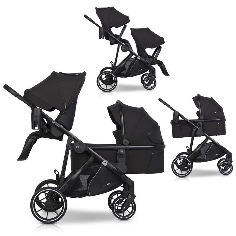 Καρότσι Διδύμων Eurocart EasyGo Duoflex Ebony Black (2+2)