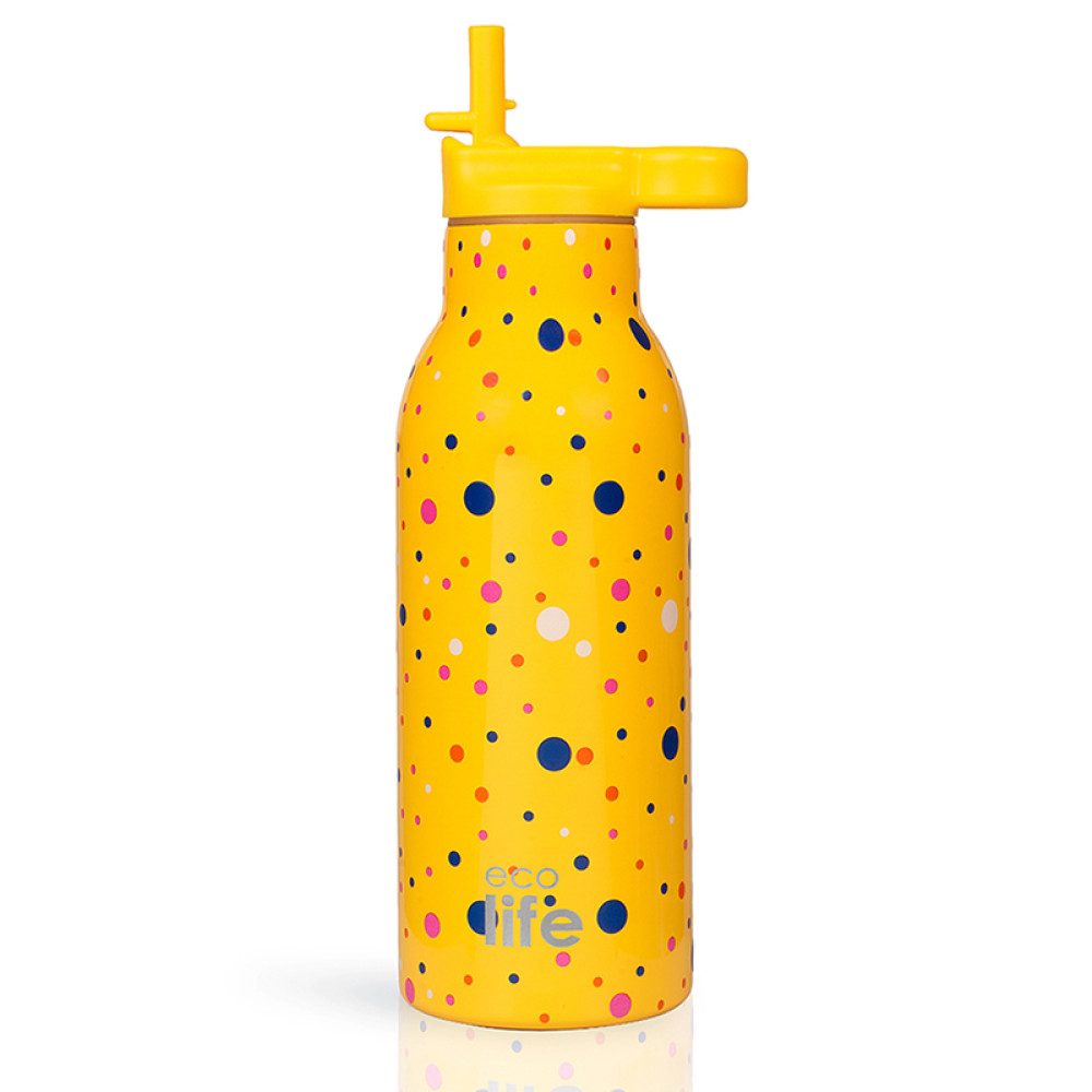 Μεταλλικός Θερμός EcoLife 550ml Dots in Yellow
