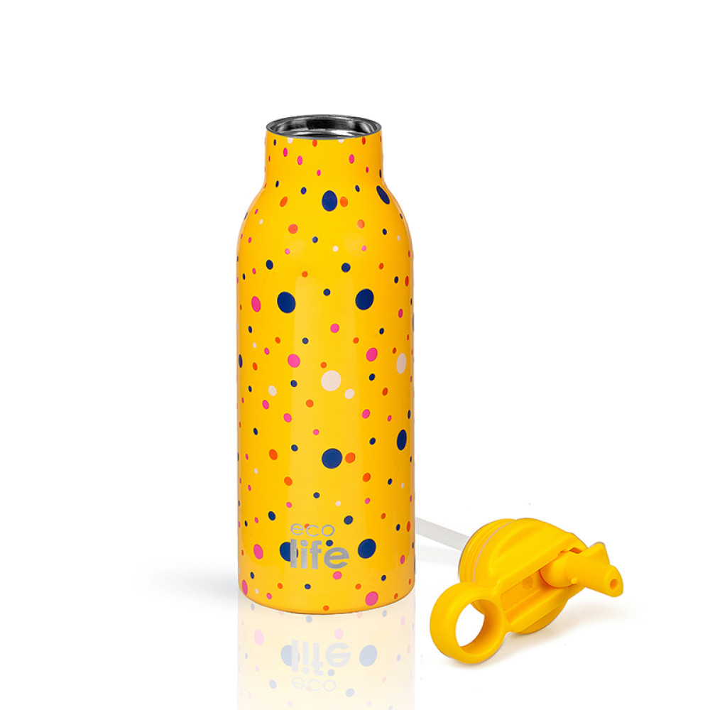 Μεταλλικός Θερμός EcoLife 550ml Dots in Yellow