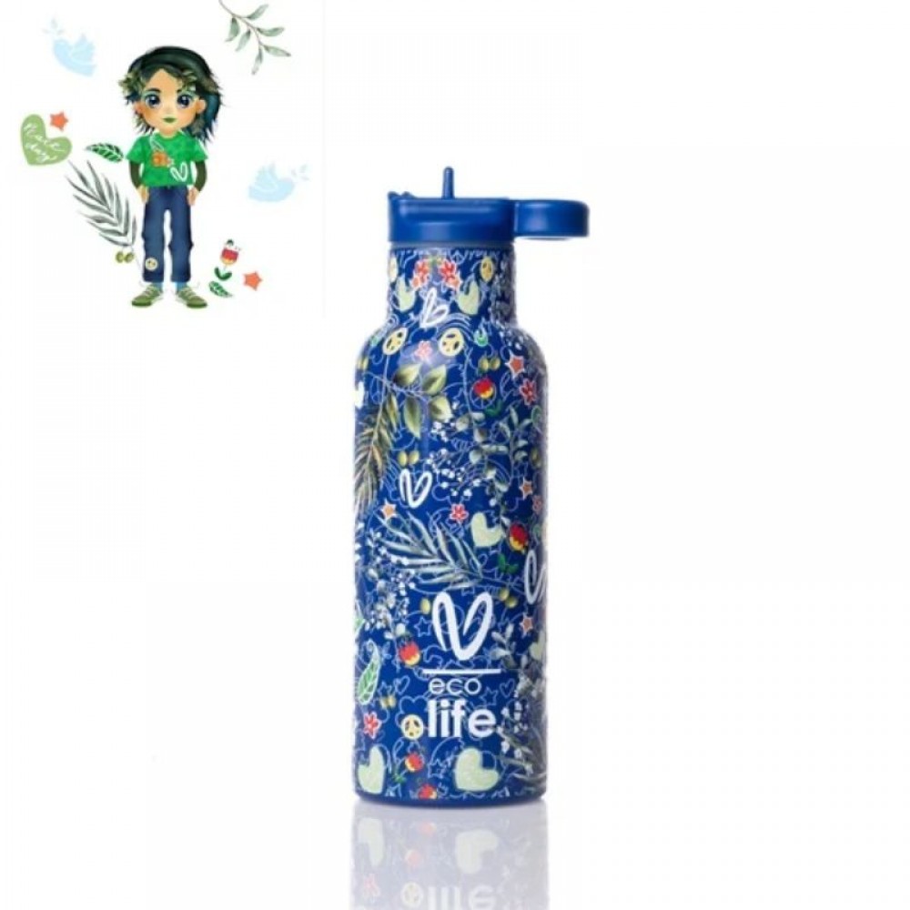 Παγούρι Θερμός Ecolife 500ml Vasiliki Blue Παγούρι Θερμός Ecolife 500ml Vasiliki Blue