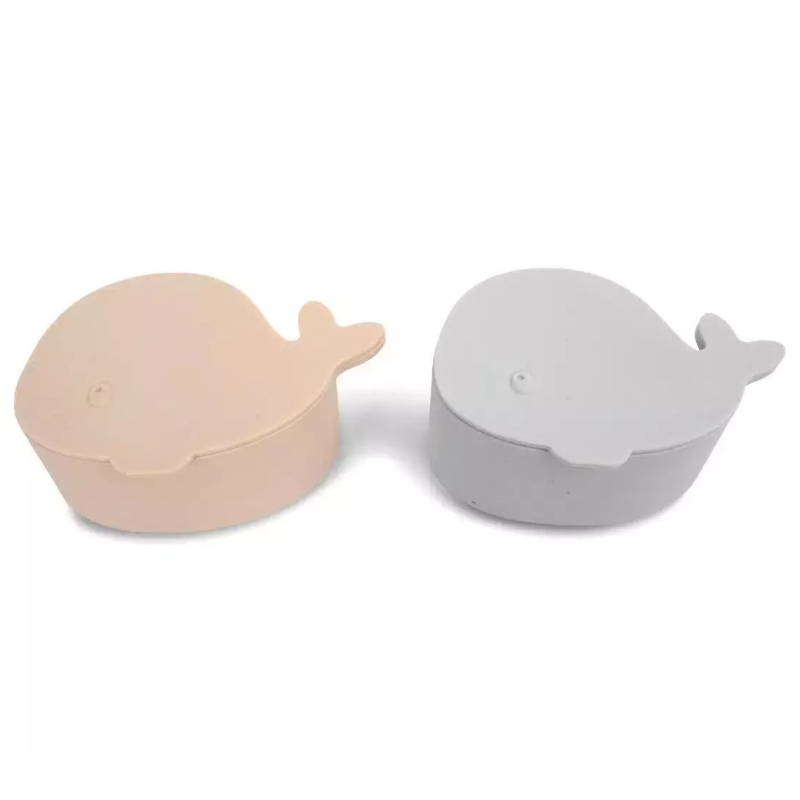 Σετ Φαγητοδοχείο Σιλικόνης Filibabba Christian The Whale Pearl Blue (2τεμ.)