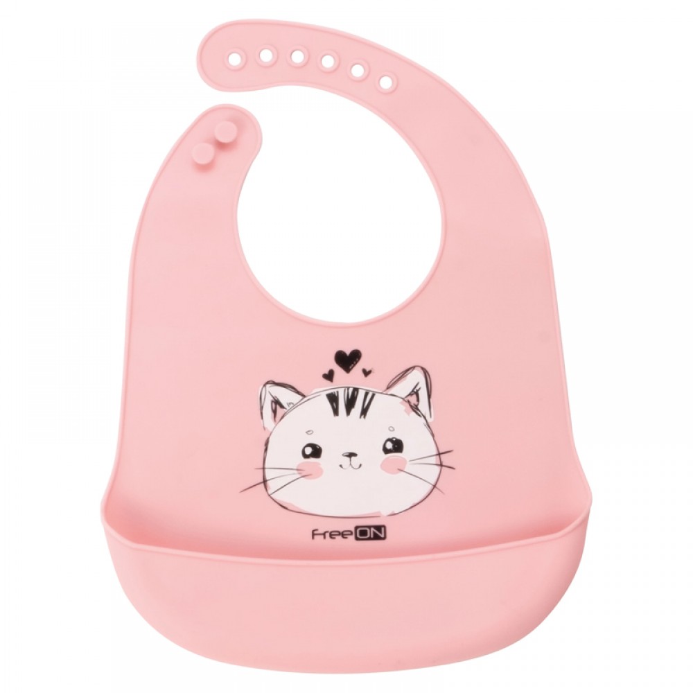 Σαλιάρα Σιλικόνης FreeOn Animals Kitty Pink