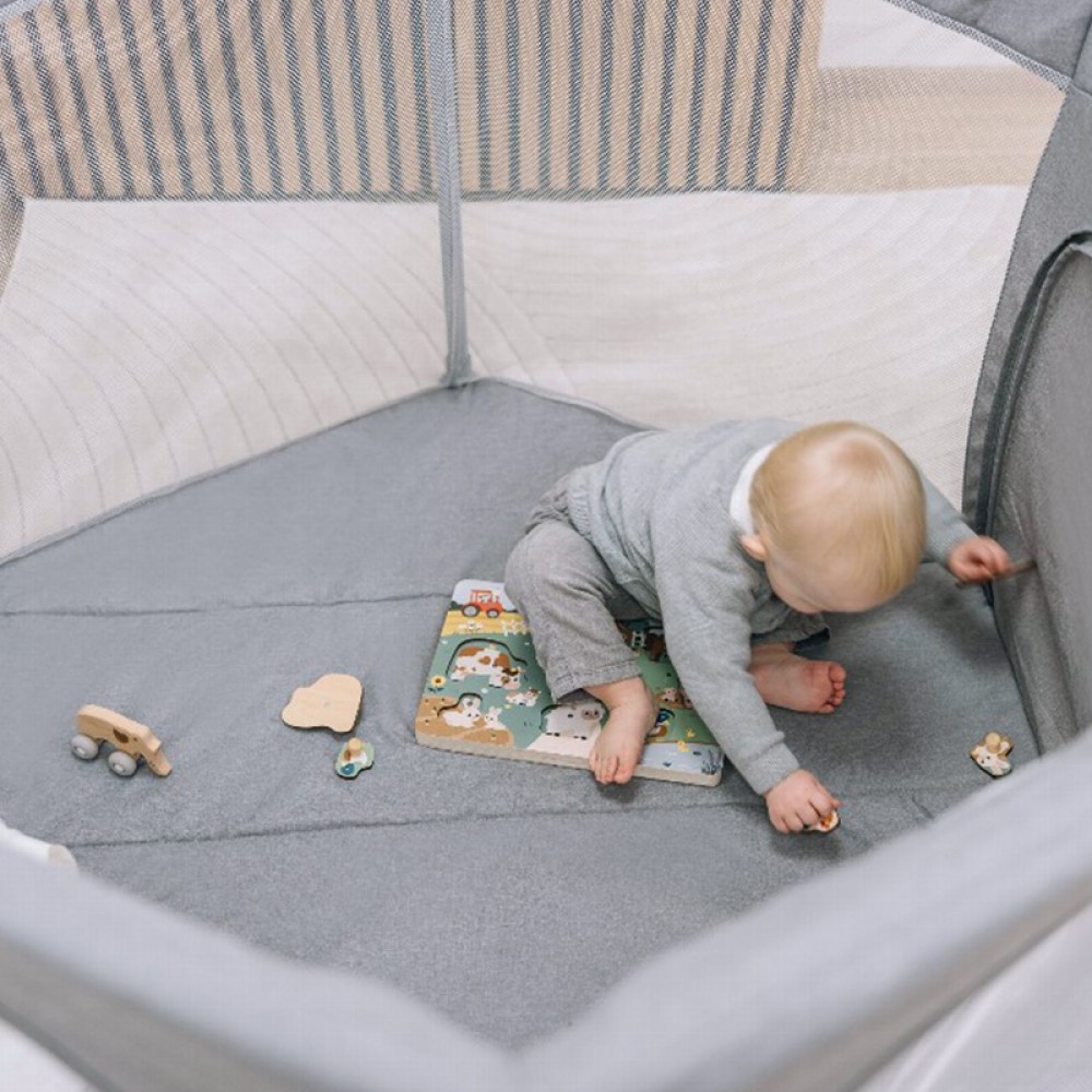 Παρκοκρέβατο FreeOn Εξάγωνο Quick Folding 74x117cm Grey