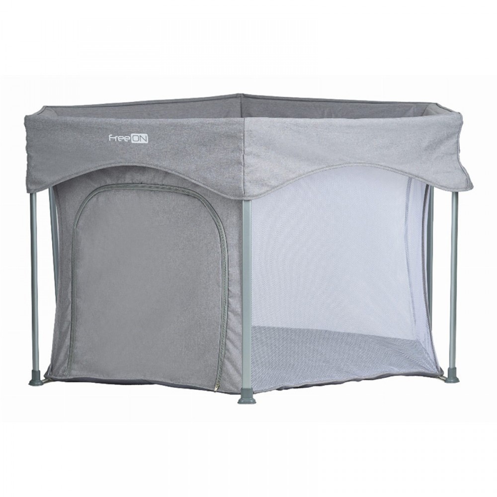 Παρκοκρέβατο FreeOn Εξάγωνο Quick Folding 74x117cm Grey