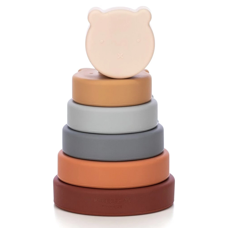 Παιχνίδι Δραστηριοτήτων Σιλικόνης FreeOn Tower Bears Grey/Beige