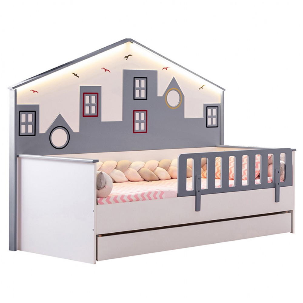 Κρεβάτι μετατρεπόμενο σε προεφηβικό Gumus Bebe City Twin Grey/White