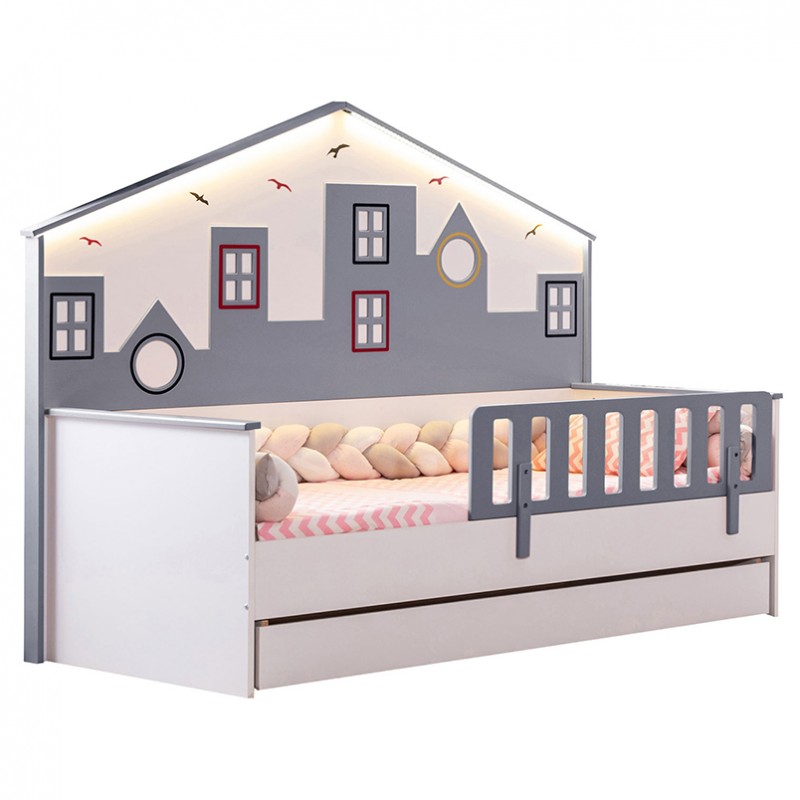 Κρεβάτι μετατρεπόμενο σε προεφηβικό Gumus Bebe City Twin Grey/White