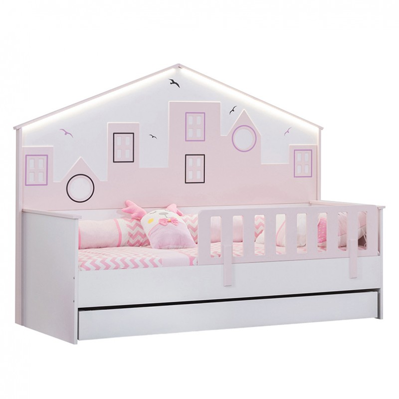 Κρεβάτι μετατρεπόμενο σε προεφηβικό Gumus Bebe City Twin Pink/White