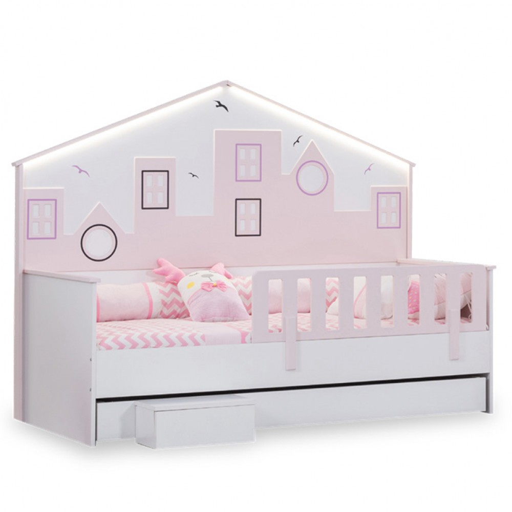 Κρεβάτι μετατρεπόμενο σε προεφηβικό Gumus Bebe City Twin Pink/White
