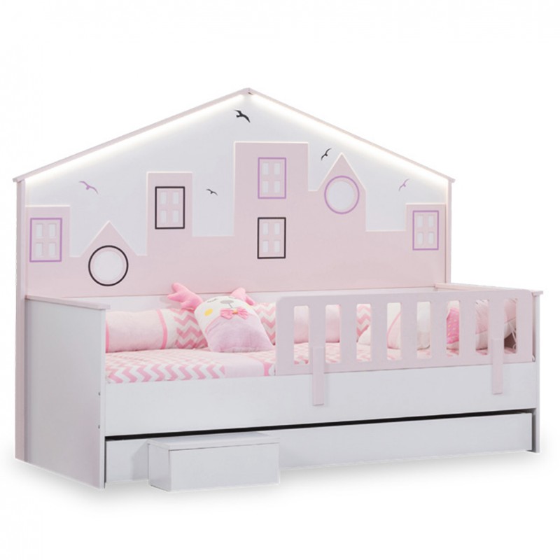 Κρεβάτι μετατρεπόμενο σε προεφηβικό Gumus Bebe City Twin Pink/White