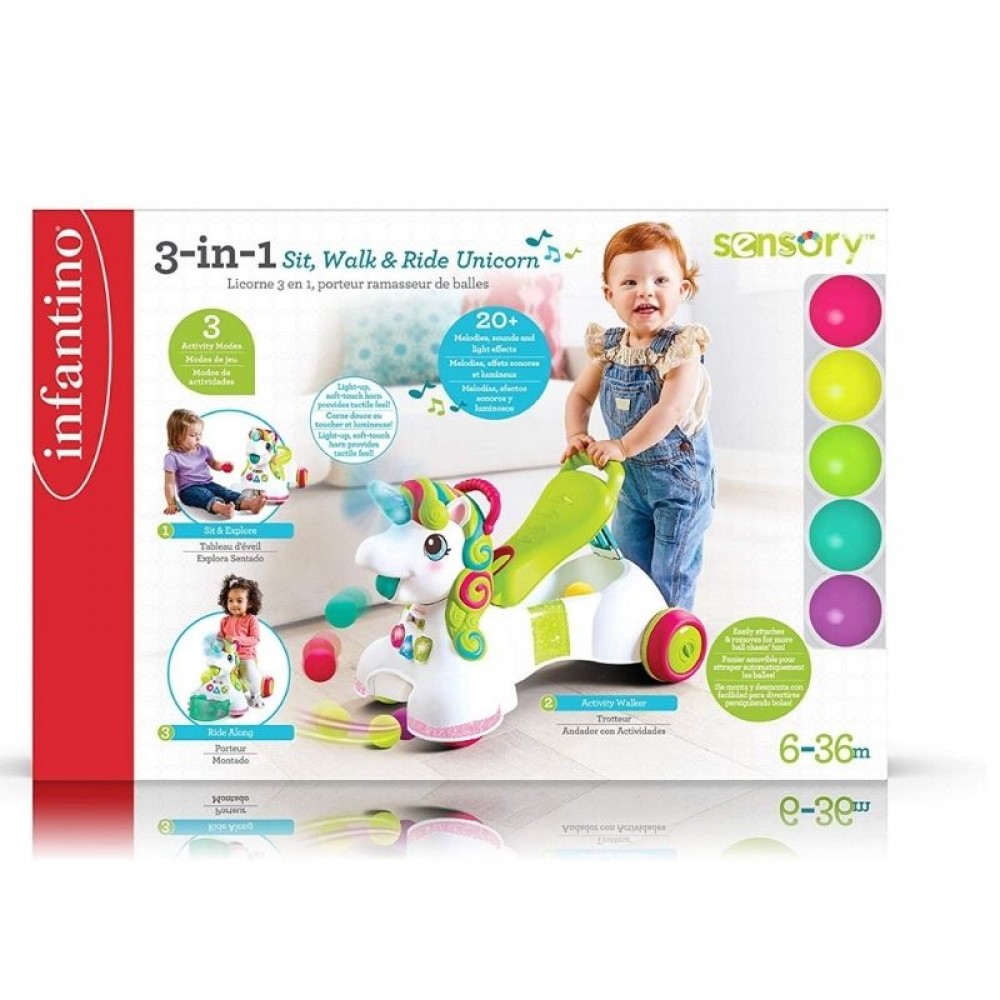 Στράτα Infantino 3 in 1 Sit Walk Ride Unicorn