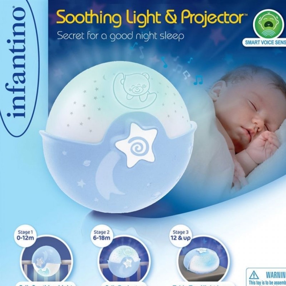 Μουσικός Προτζέκτορας με αισθητήρα ήχου Infantino Wom Soothing Light &amp; Projector Blue