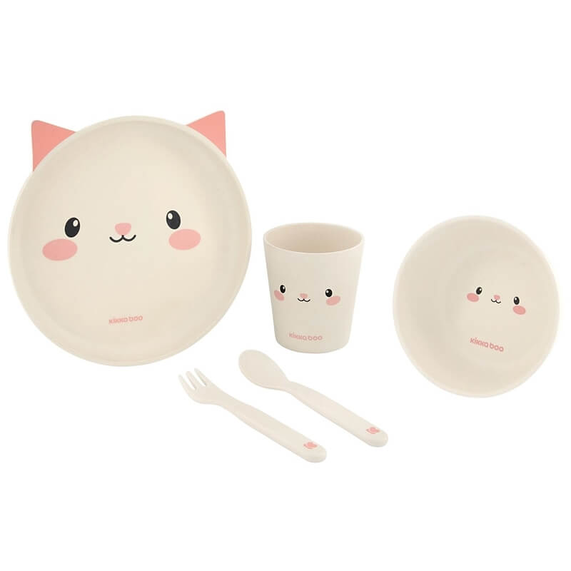 Σετ Φαγητού Kikka boo Bamboo Cat Pink (5τεμ.)