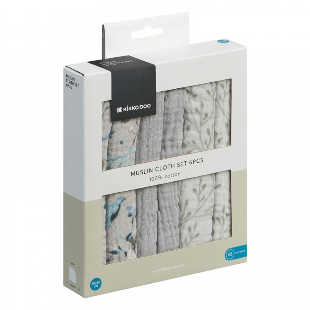 Λαβέτες Mουσελίνας Kikka boo 30x30cm Dreamy Fields Grey (6τεμ.) Λαβέτες Mουσελίνας Kikka boo 30x30cm Dreamy Fields Grey (6τεμ.)