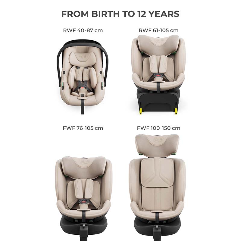 Σύστημα Καθισμάτων Αυτοκινήτου Kinderkraft 3in1 360° Endura Safe Beige