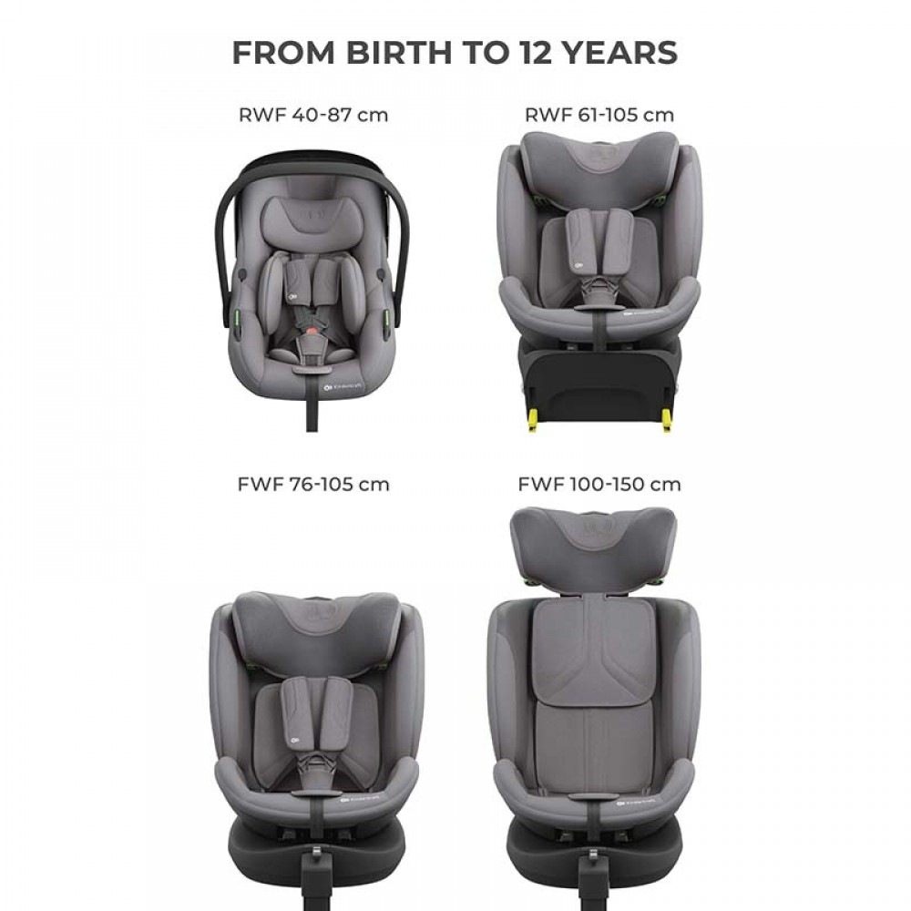 Σύστημα Καθισμάτων Αυτοκινήτου Kinderkraft 3in1 360° Endura Safe Grey