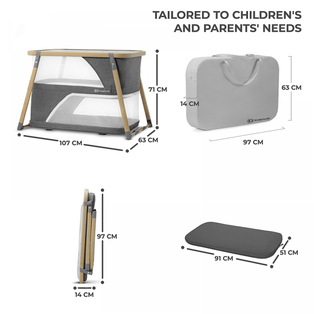 Παρκοκρέβατο Kinderkraft Sofi 2 Layers Grey