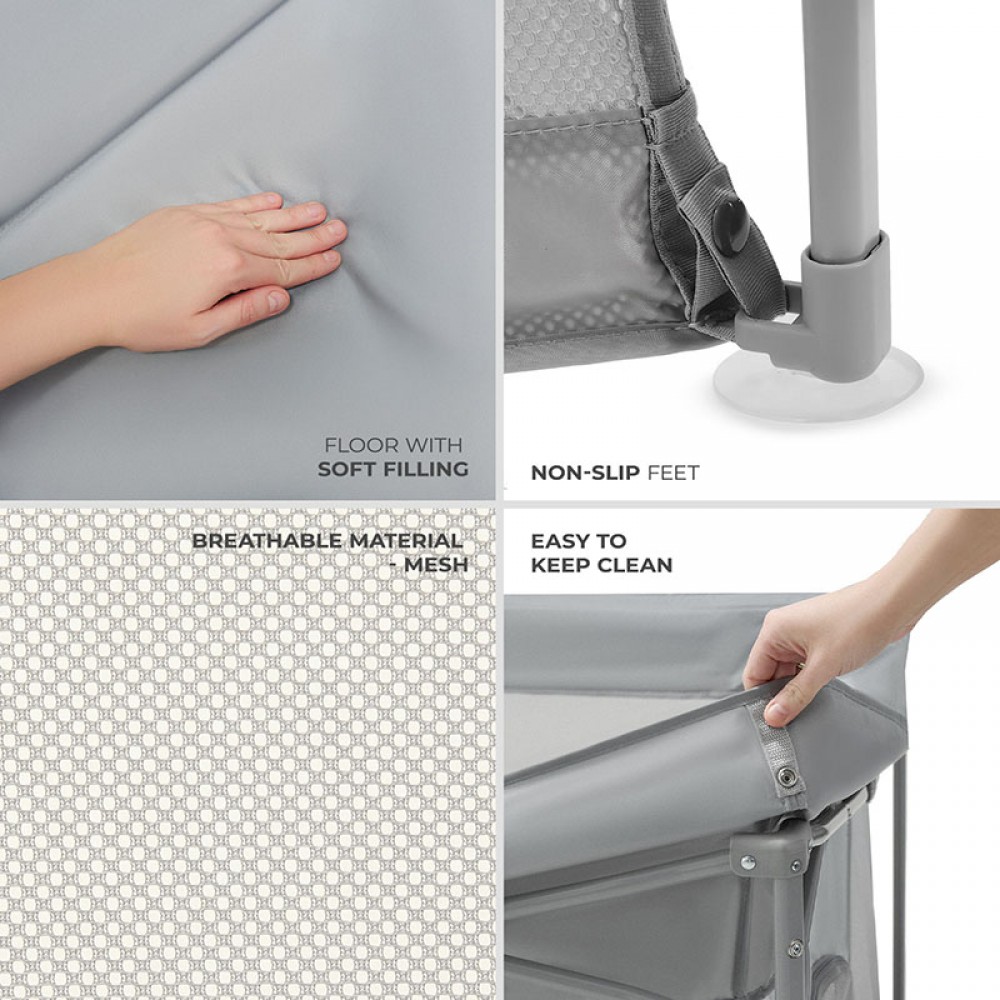 Πάρκο Ορθογώνιο Kinderkraft Ziki Grey (126x126cm)