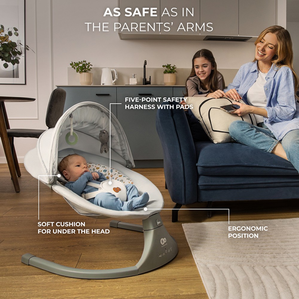 Ηλεκτρική Κούνια Ρηλάξ Kinderkraft Lumi 2in1 Dark Grey
