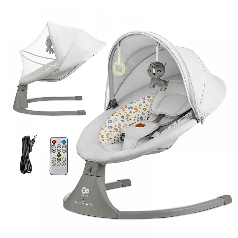 Ηλεκτρική Κούνια-Ρηλάξ Kinderkraft 2in1 Lumi 2 Light Grey