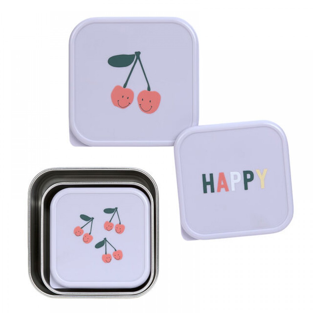 Σετ Inox Δοχείων Αποθήκευσης Laessig Happy Fruits Cherry (3τεμ.)