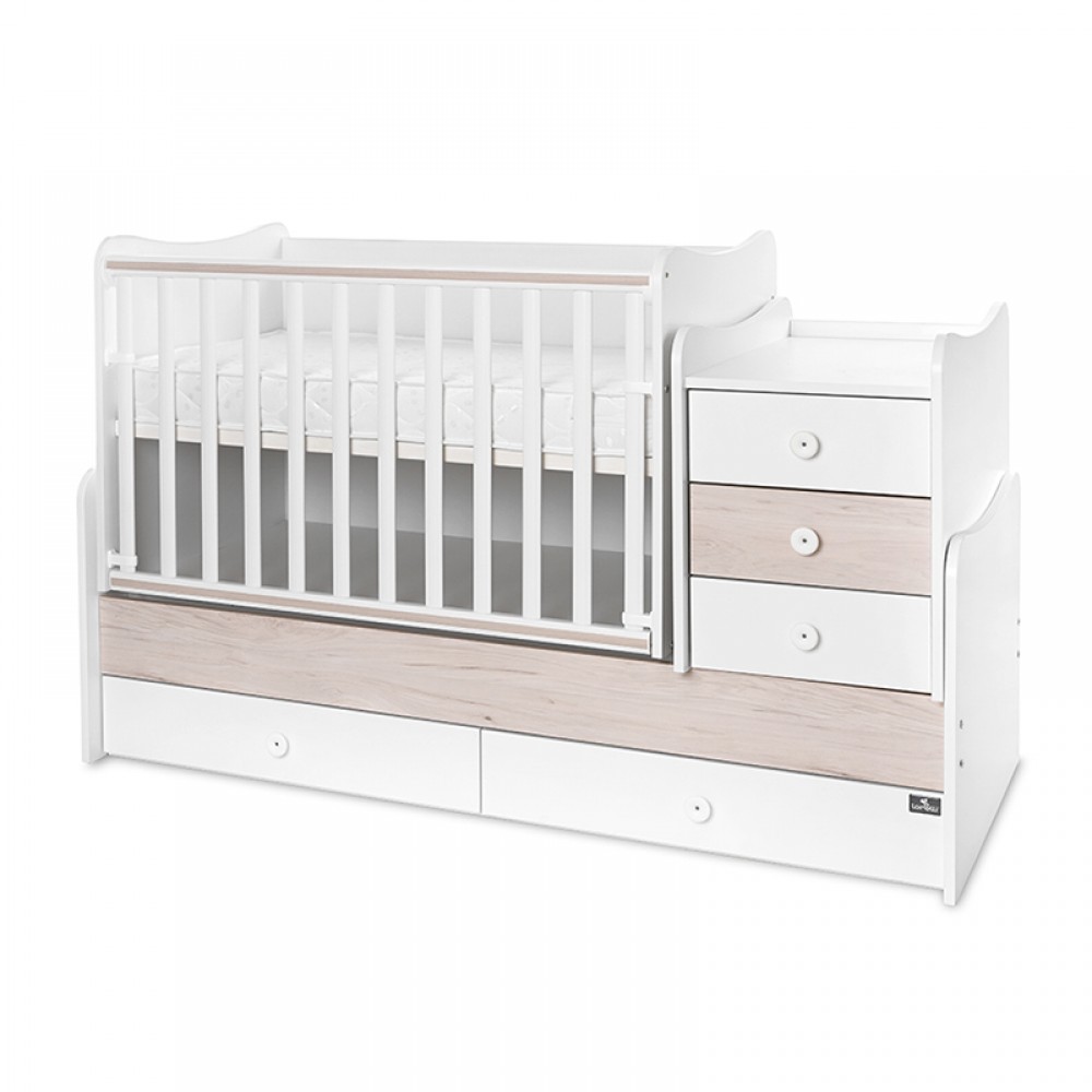 Πολυμορφικό Κρεβάτι Lorelli Maxi Plus White / Light Oak